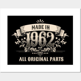 Retro Vintage Birthday Made In 1962 All Original Parts Posters and Art